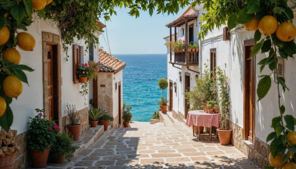 waterfront village street Corfu water-front-village-street-corfu